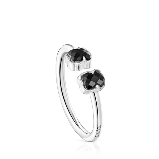 Mini Onix open Ring in Silver with Onyx
