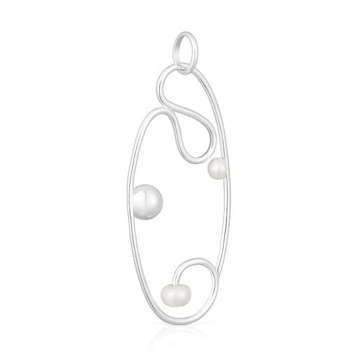 Large silver Tsuri Pendant with cultured pearls | TOUS