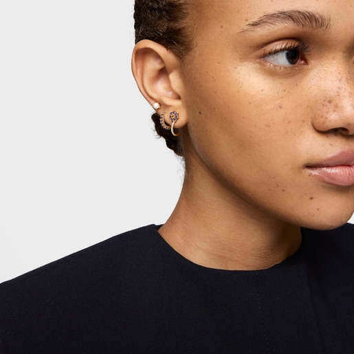 Gold Earrings with gemstones and diamonds Daisy