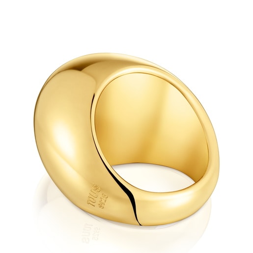Wide Dome ring with 18kt gold plating over silver Warm