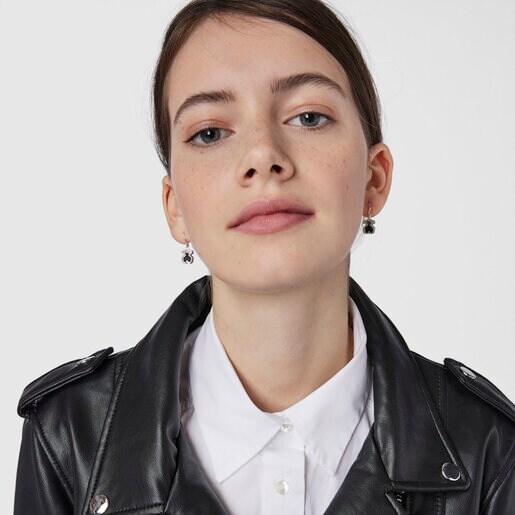 Silver Areia Earrings with onyx