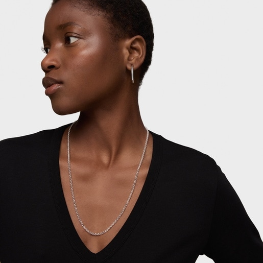 Gargantilla gruesa de plata con anillas, 60 cm Chain