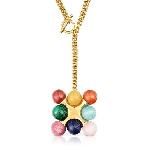 Short 18kt gold plating over silver Necklace with multicolored gemstones TOUS X LEA COLOMBO