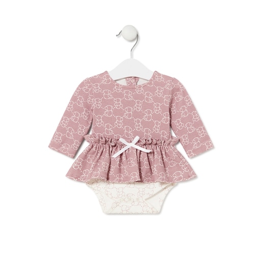 Baby girls bodysuit with skirt in Icon pink