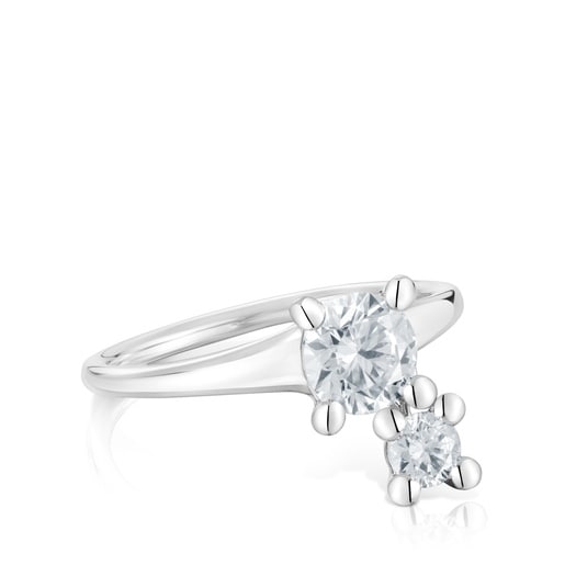 Anell solitari i motiu penjoll de platí amb diamants creats al laboratori 0,98 ct Shine LGD