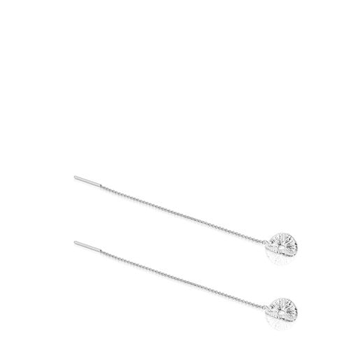 Aretes largos de plata Wicker