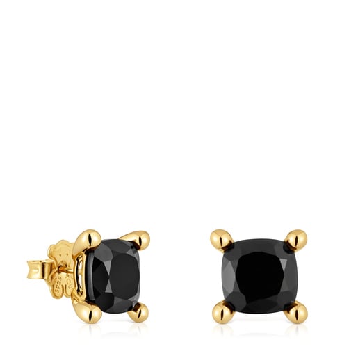 18kt gold plating over silver and onyx Earrings Color Black