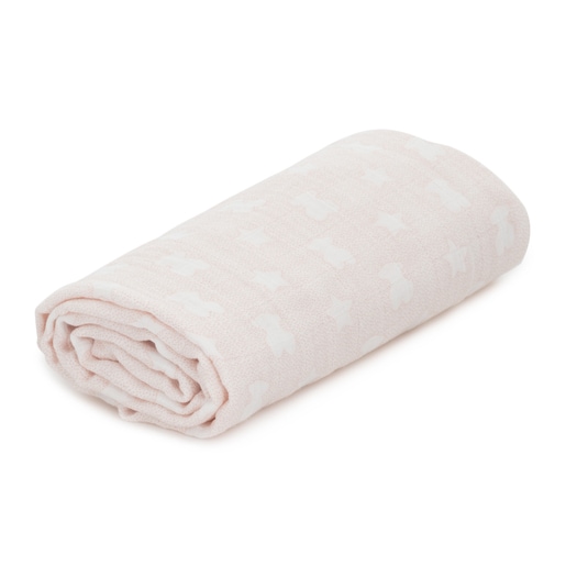 Muslin Blanket with Bears & Stars Micropoints pink