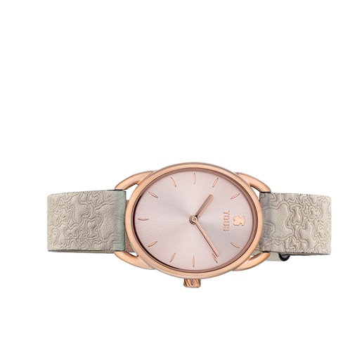 Steel Dai Analogue watch with beige leather Kaos strap | TOUS