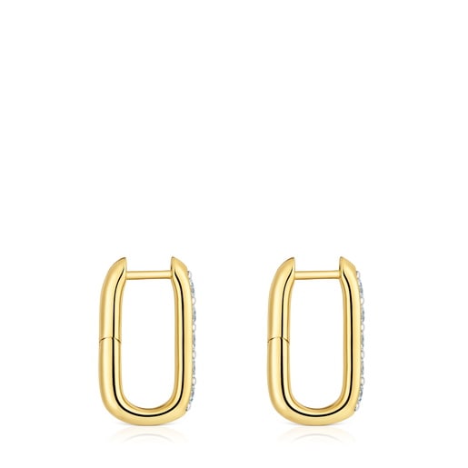 18ktゴールドコーティング・シルバーに、ラボグロウンダイヤモンドを添えた18.5 mm大のフープピアス Line LGD