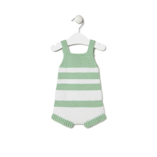 Knitted baby romper in Tricot green stripes