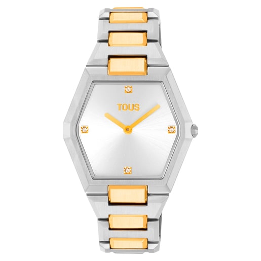 Digital Watch with stainless steel and gold-colored IPG steel bracelet Karat