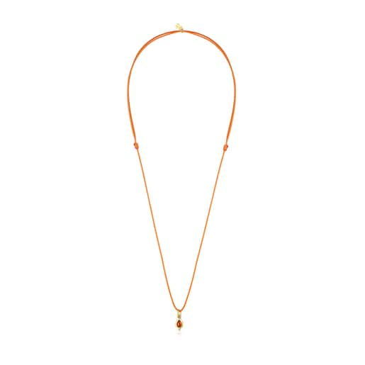 Collier Magic Nature avec cornaline et cordon orange