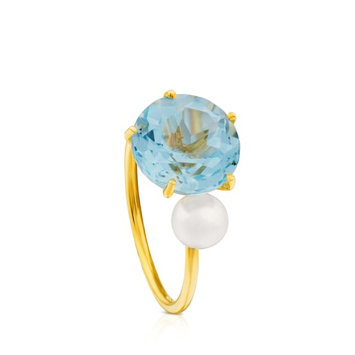 Bague Ivette en Or avec Topaze et Perle