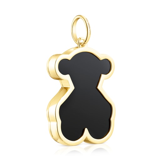 Large Silver Vermeil Fragile Nature Pendant with Onyx