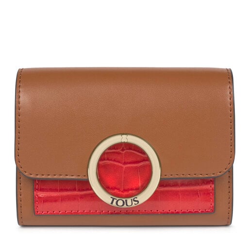 Billetera pequeña Audree marrón y rosa