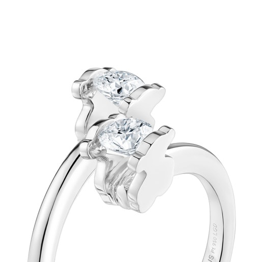 טבעת סוליטר מפלטינה בשילוב יהלומי מעבדה 0.50 קראט TOUS Sweet Diamonds LGD