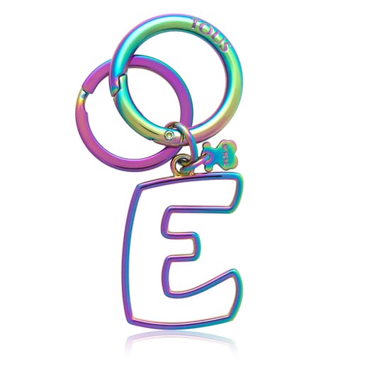 حلقة مفاتيح Touscedario بحرف E بألوان قزحية