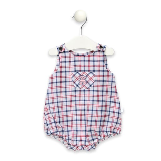 Plum check rompers