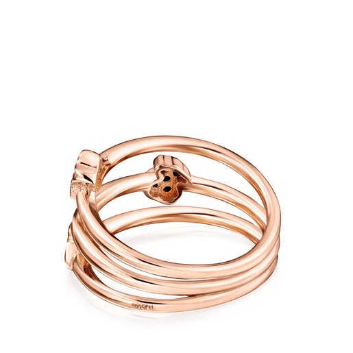 TOUS Motif Ring in Rose Silver Vermeil with Spinels