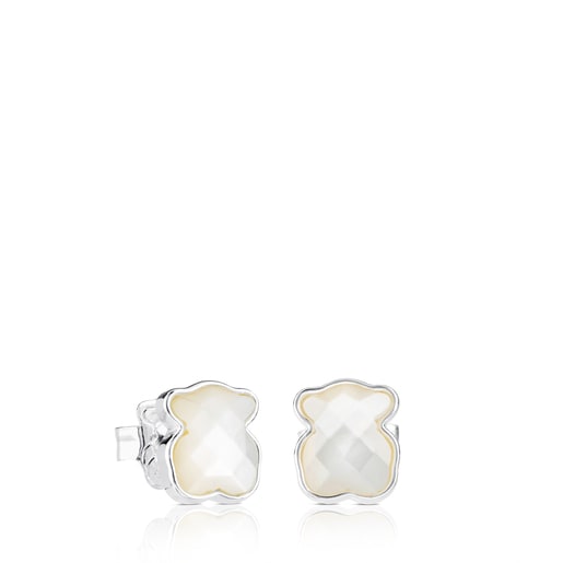 Silver Earrings with faceted mother-of-pearl Bear motif TOUS Color | TOUS