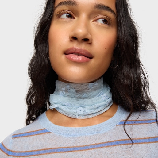 Sky blue embroidered Scarf TOUS Daisy