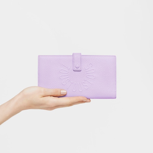 Large lilac-colored leather Flap Wallet TOUS Miranda