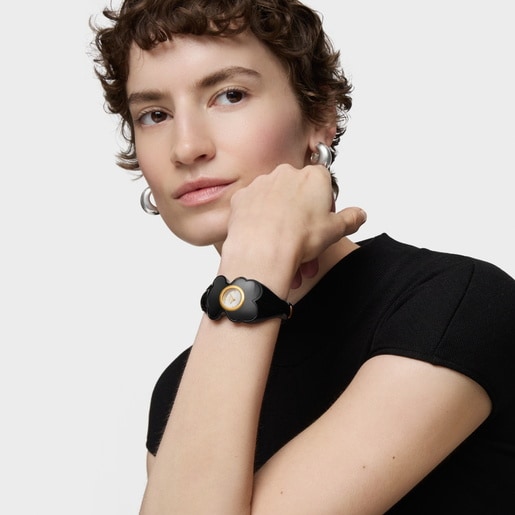 Gold-colored steel Analog watch with smoked brown polycarbonate T. L Bear Folks