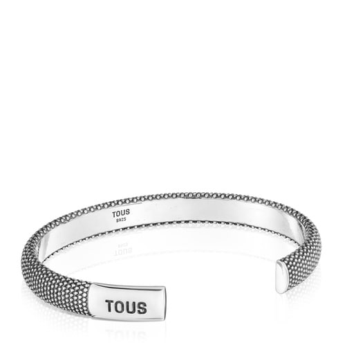 Pulseira escrava em prata envelhecida com textura TOUS Man