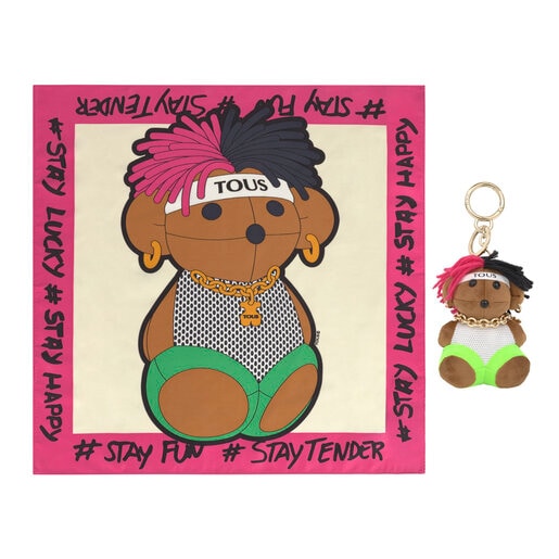 Pack Teddy Amaya Trap llavero + pañuelo multicolor