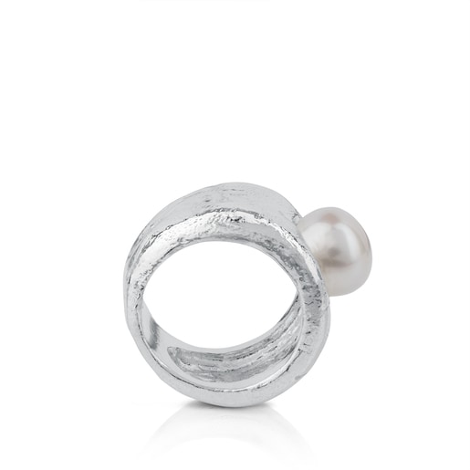 Anello Duna in argento sterling e perla di coltura