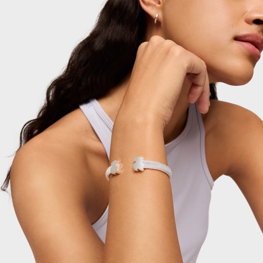 Silver Bangle mm bear motifs Icon Mesh