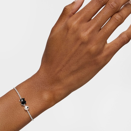 Silver Erma Bracelet with Onyx, Pearl ans Spinel