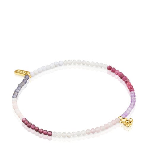 Bracelet élastique en argent plaqué or 18 ct et pierres précieuses rosées TOUS Bold Bear