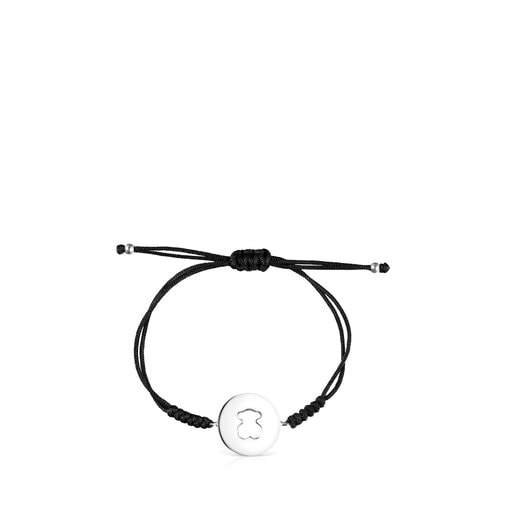 Pulsera Glory de plata y cordón negro