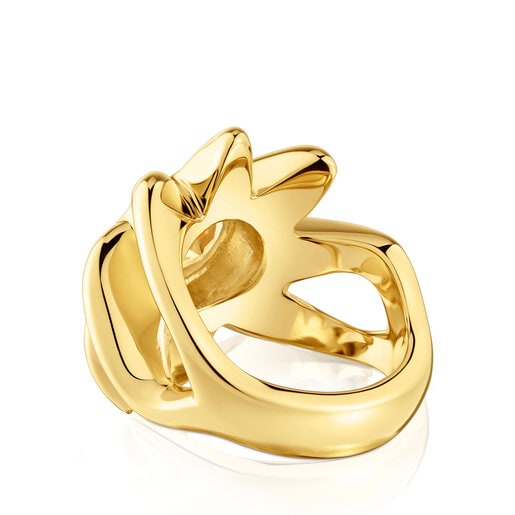 טבעת חותם Galia בציפוי זהב 18 קראט על כסף עם סיטרין