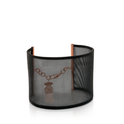 Steel and Rose Vermeil Silver Icon Mesh Bracelet | TOUS