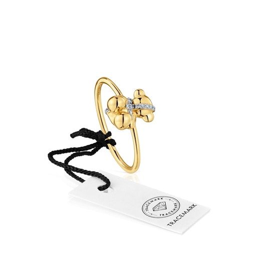 Medium gold and diamonds bear Ring Lligat
