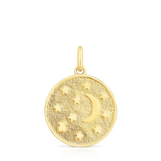 Médaille en argent vermeil lune et étoiles Efecttous