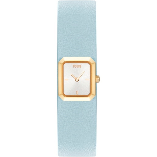 Analog Watch with blue leather and gold-colored steel bracelet TOUS KARAT EMERALD MINI