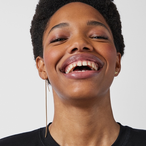 עגיל יחיד ורמייל צהוב עם אבני חן