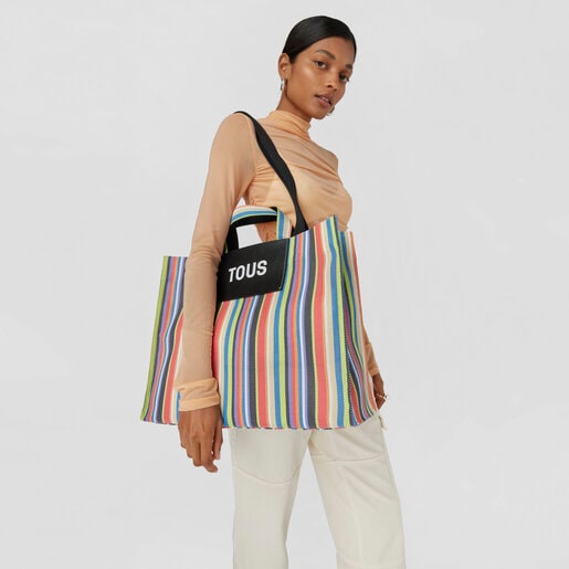 Μεγάλη τσάντα shopping TOUS Stripes σε μαύρο χρώμα