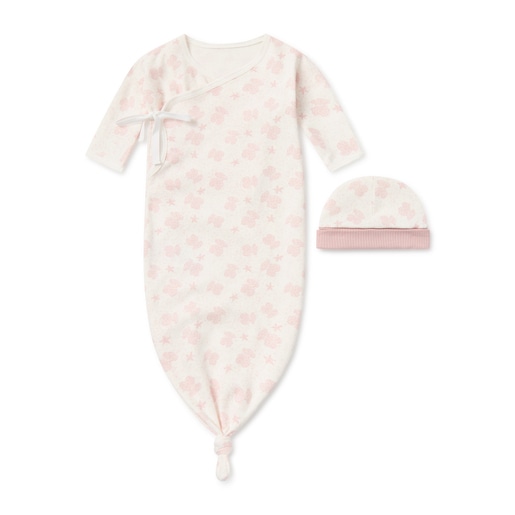 Set de pijama y gorrito de bebé Illusion rosa
