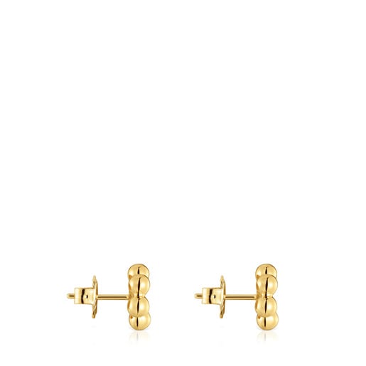 Sugar Party short flower Earrings with 18kt gold plating over silver and iolite