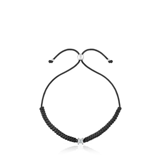 Pulseira em platina com diamante criado em laboratório Shine LGD e nylon preto TOUS Shine LGD