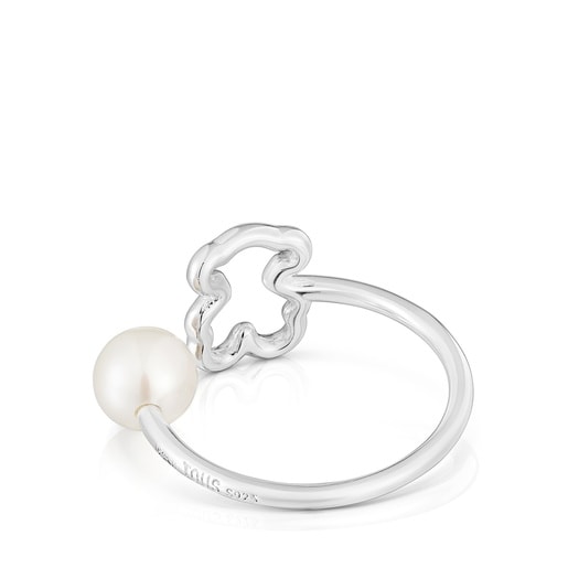 Silver Open ring with cultured pearl New Silueta