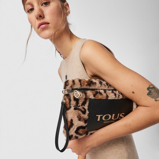 Clutch beige y negro Amaya Wild