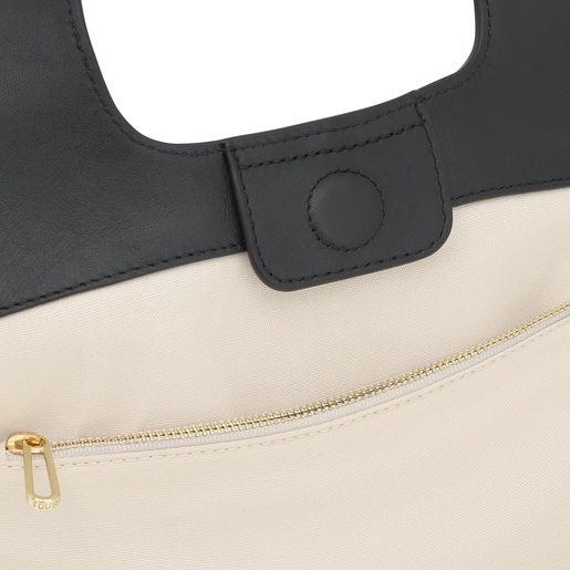 Cabas noir et beige petit TOUS Lirio Canvas
