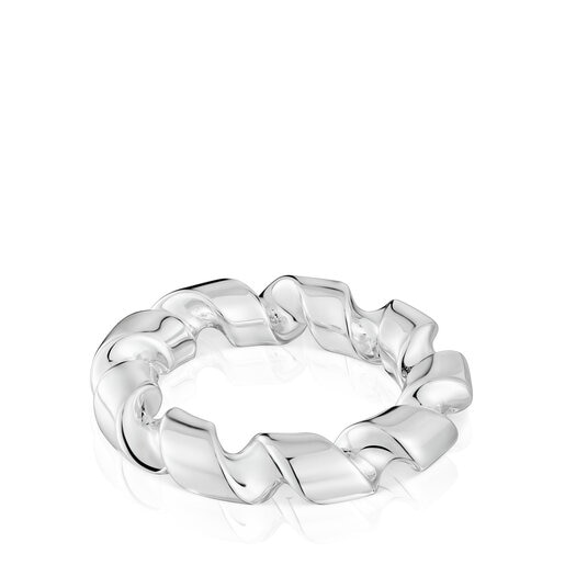 Twisted large silver spiral Ring