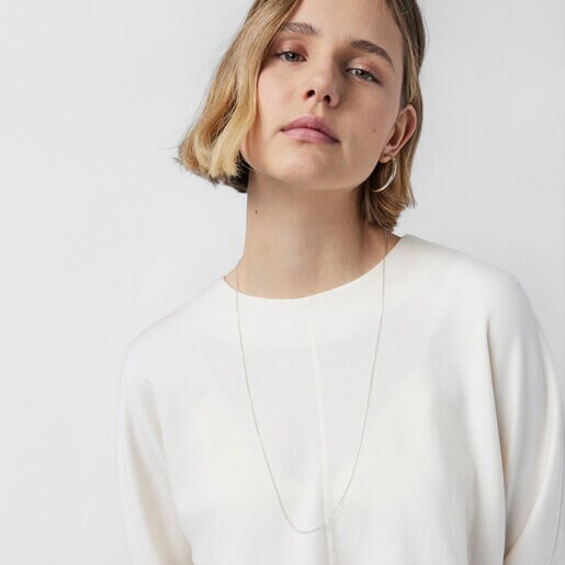 Длинная серебряная цепочка TOUS Chain из овальных колец, 80 см.